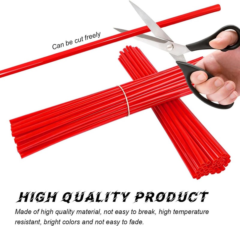 FSTURIOS 72PCS Dirt Bike Spoke Covers, Motorcycle Spoke Skins Wheel Wraps Pipe for 8"-21" Rims, Dustproof Wheelchair Rim Decoration Protector Pipe Trim for Bicycle Dirt Pit Bike (Red) - Image 3